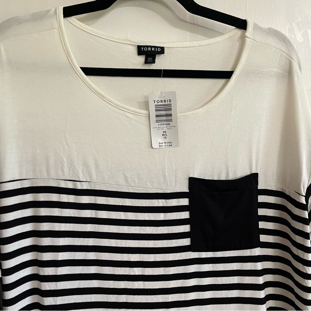 Torrid Black and White Striped Midi Dress with Pocket Size 00 M/L 10 NWT - Picture 2 of 10